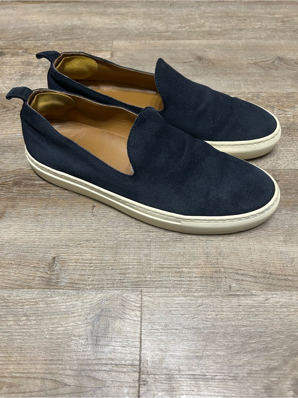Sid Mashburn Men Size 9 Navy Blue Perforated Suede Slip-On Loafers Sneakers